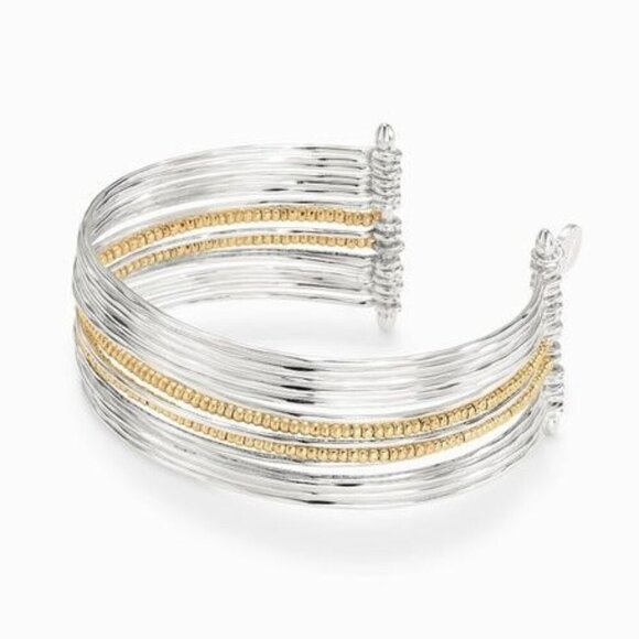 Stella & Dot Rhett Cuff SILVER with Gold NWT - Picture 1 of 7